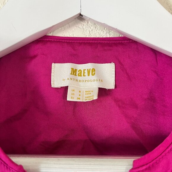 Maeve By Anthropologie Womens Pink Sleeveless V-Neck Tank Top Blouse Size 4 - Picture 2 of 9